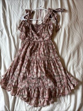 Altar'd State Pink and Green Floral Tiered Sundress
